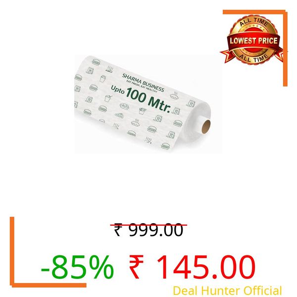 ARETOR 100 Meter Food Wrapping Paper Roll - Premium Non-Stick Wrapping, Re-Heatable Non Stick Paper, Paper (1 KG)