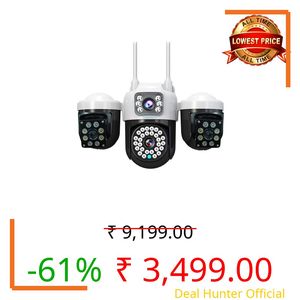 XUGA Cybernautt Series Z6B 12MP Triple Lens Wireless Outdoor CCTV Camera with Three-Side View | HD Security Camera with Night Vision, Motion Detection, WiFi Surveillance for Home & Outdoor Safety