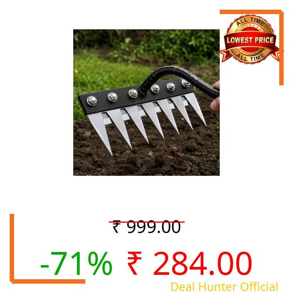 6 Teeth Garden Rake Heavy Duty Carbon Steel Rake Handle for Soil Loosening, Weeding, Lawn & Yard Cleaning – Multipurpose Outdoor Gardening Tool for Home Farm & Agricultural Use
