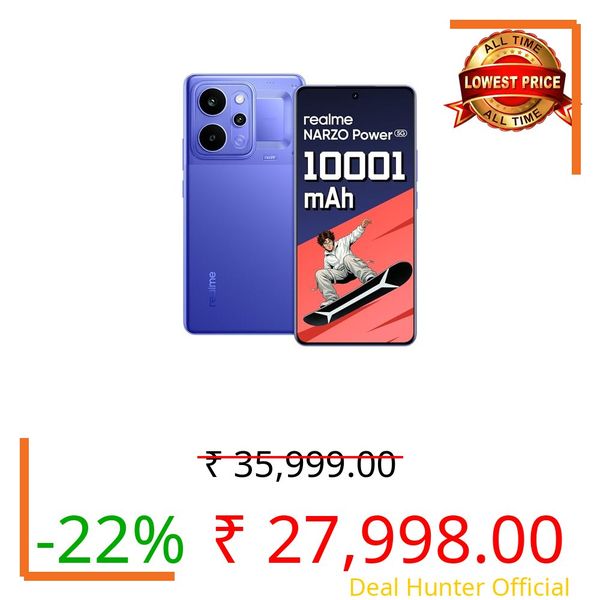 realme NARZO Power 5G (Titan Blue,8GB+256GB) 10001mAh Power. Stay Unstoppable. | 144Hz Curved+ AMOLED Display | Revolutionary Dual-Chip System | 50MP Sony OIS Camera