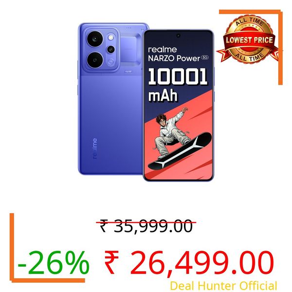 realme NARZO Power 5G (Titan Blue,8GB+128GB) | 10001mAh Power. Stay Unstoppable. | 144Hz Curved+ AMOLED Display | Revolutionary Dual-Chip System | 50MP Sony OIS Camera