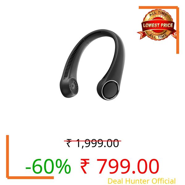 Gaiatop Portable Neck Fan Hands-Free Bladeless Rechargeable USB Fan with 3 Speeds and 72 Air Outlets, Adjustable Personal Cooling Fan for Indoor Outdoor Travel Office (Black)