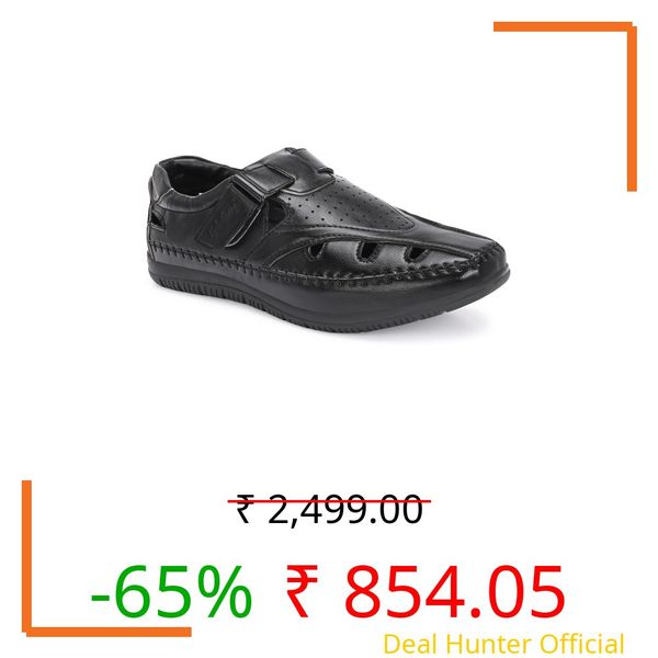 Gale Group Mens Genuine Leather Sandals Casual Back Open Sporty Comfortable Toe Sandals with Premium PU Padding Black