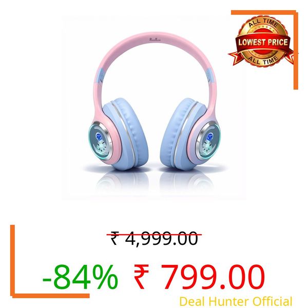 PunnkFunnk Astro Junior Wireless Bluetooth Headphones with BT 5.3, Noise Cancelling, Hi-Res Audio, 40mm Drivers, Deep Bass, Memory Foam Ear Cushions, Over-Ear Headset for Kids, Teens & Adults (Blue)