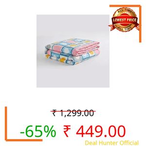 Trehna 100% Cotton Blanket for Summer, AC Comforter, Cooling Quilt, Classic Printed Design (Heart, Single)