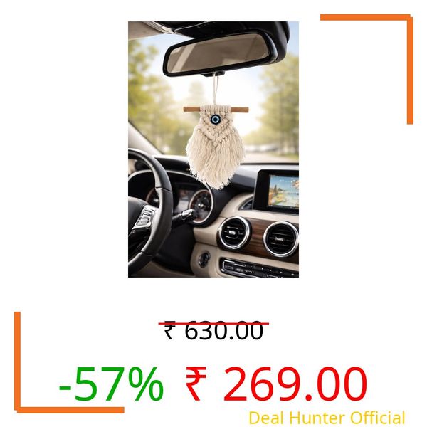 Handycraft Macrame Car Hanging Decoration Accessories Interior Gift for All Occasions (Evil Eye)
