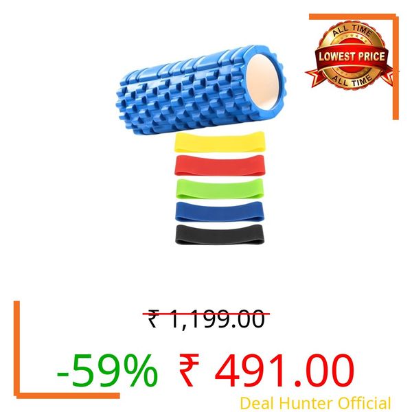 Zenon Premium Foam Roller for Muscle Recovery, Physical Therapy, Yoga & Fitness, Blue (Blue Rollar with 5 Band)