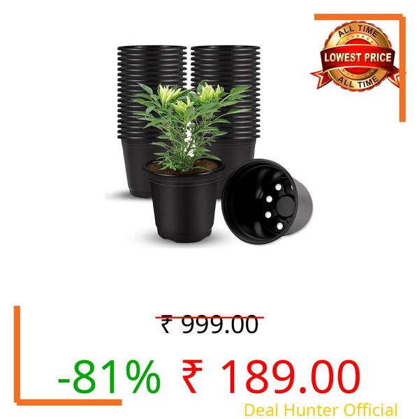 Plastic Flower Pots 3 Inch | Black Nursery Plant Pots for Indoor & Outdoor Gardening | Lightweight, Durable Pots with Drainage for Seeds, Succulents & Saplings | Pack of 40