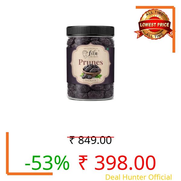 LILA DRY FRUITS Premium Prunes 500 gms Dried Plums | Naturally Sweet Pruune Soft & Juicy Dried Fruit Snack | High Fibre Healthy Snack for Daily Nutrition, Baking & Smoothies Perfect for Gifting