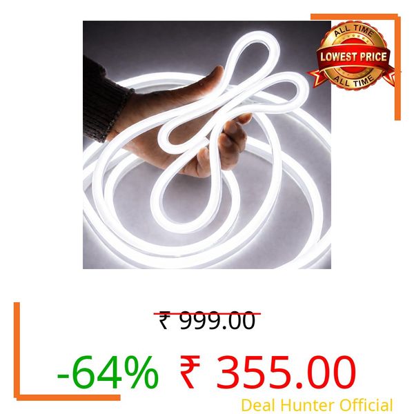 RAYVIX 16.4 Feet Neon LED Strip Light with 12V Adapter | Cuttable & Flexible Waterproof Neon Rope Light for Wall Decor, Indoor & Outdoor | DIY | Festival | 5 Meter | (White)