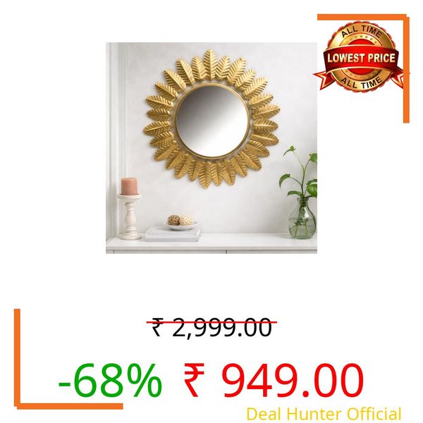 Artemade Iron Framed Decorative Wall Mounted Hanging Mirror | Vintage Round Metal Frame Mirror for Living Room, Bedroom, Entryway | Modern Art Home Décor Accent Wall Mirror