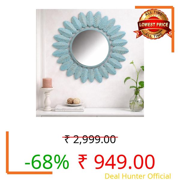 Artemade Iron Framed Decorative Wall Mounted Hanging Mirror | Vintage Round Metal Frame Mirror for Living Room, Bedroom, Entryway | Modern Art Home Décor Accent Wall Mirror