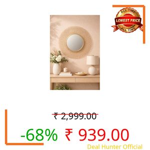 Artemade Iron Framed Decorative Wall Mounted Hanging Mirror | Vintage Round Metal Frame Mirror for Living Room, Bedroom, Entryway | Modern Art Home Décor Accent Wall Mirror