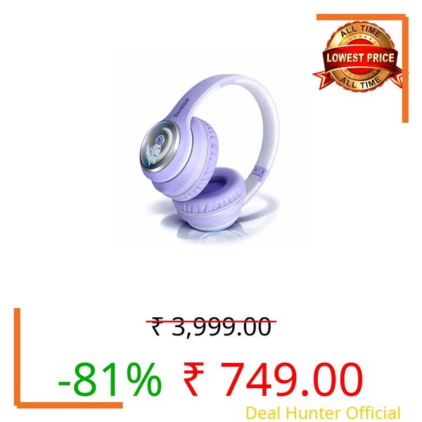 GameSir Astro Junior Wireless Headphones with 40mm Drivers, Deep Bass Stereo Sound, Bluetooth 5.3, Over-Ear Noise Isolation Headset with LED Light, Built-in Mic for PC, Mobile & Laptop (Purple)