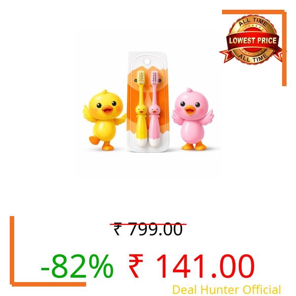 Kids Toothbrush Soft Bristles 2 Pack (Yellow & Pink) | Cute Duck Design Baby Toothbrush | Ultra Soft Child Tooth Brush for Boys & Girls | Age 2-8 Years | Small Head, Easy Grip Handle