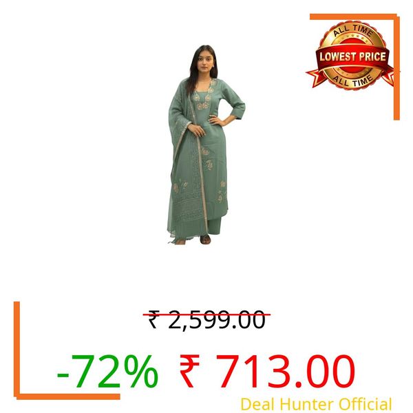 ANNI Designer Women's Rayon Viscose Straight Printed Kurta with Pant and Dupatta (Dare Mint_4XL_Mint_XXXX-Large)