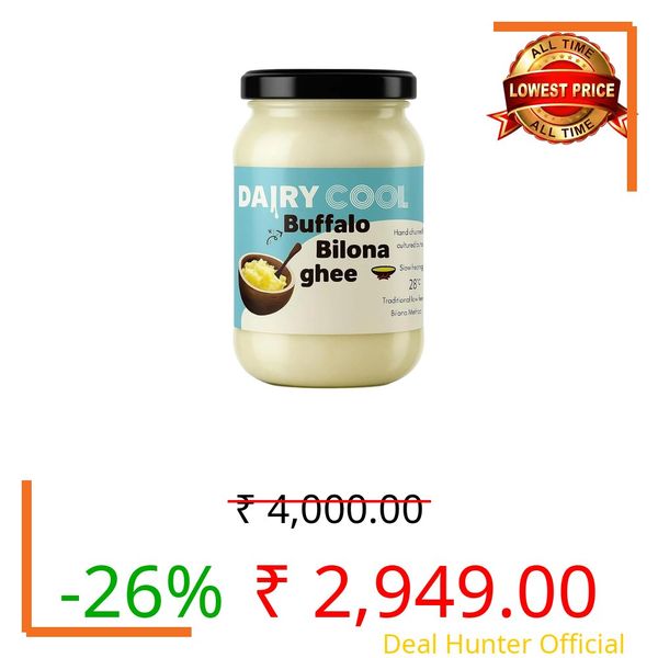 Dairy Cool Buffalo Bilona Ghee by Kamlesh Gurjari | Hand Churned Cultured Butter | Traditional Low Heat Method | Slow Heating 28°C | Blend of Authentic Fragrance & Flavour - 2Kg