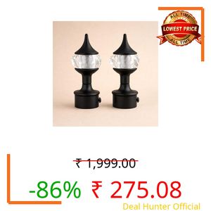Elite Premium Black Diamond 1 Inch Curtain Rod End Cap – Elegant Decorative Rod Finial for Window Drapes, Smooth Finish, Durable & Stylish, Perfect for Home (Black (Pack of 2pcs))