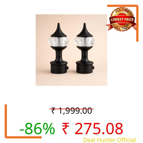 Elite Premium Black Diamond 1 Inch Curtain Rod End Cap – Elegant Decorative Rod Finial for Window Drapes, Smooth Finish, Durable & Stylish, Perfect for Home (Black (Pack of 2pcs))