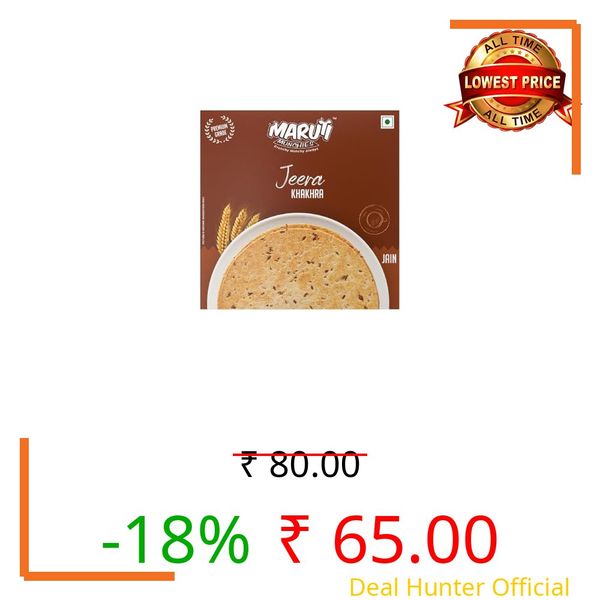 Maruti Munchies Jeera Khakhra 180g | Whole Wheat Baked | Ready to Eat Gujarati Snack | Vacuum Packed Crispbread
