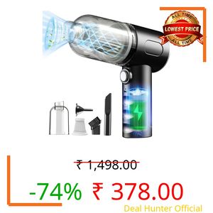 ONERIOUS® 3 in 1 Portable Car Vacuum Cleaner with Blower | USB Rechargeable Wireless Handheld Car Vacuum Cleaner Traveling, Camping Reusable,Portable,Rechargeable (Vacuum with Blower) (1)