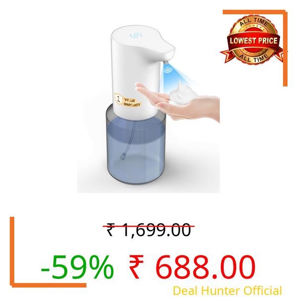 Automatic Soap Dispenser, 350ml Sensor handwash Dispenser Bottle, Touchless Rechargeable Foaming Handwash Dispenser for Kitchen, Bathroom, Office