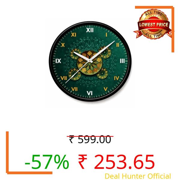 TIKAM Enterprises, Premium Green Mandala Wall Clock ? Modern Roman Numeral Decorative Silent Wall Clock for Home & Office