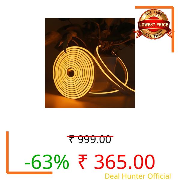 KAVORA 16.4 Feet LED Neon Strip Lights, with 12V Adapter, Waterproof IP65, Silicone Flexible Rope Light for Home Wall Décor | Neon Lights | 5 Meter | (Orange)