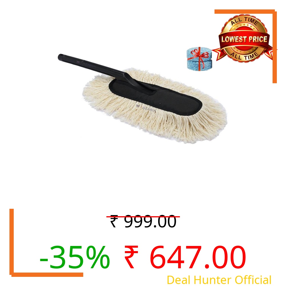 Azaria Ultra Premium Car Duster Cotton Brush | Wax Coated Car Cleaning Duster for Interior & Exterior | Long Handle Car Cleaning Brush | Car Cleaning Accessories | Scratch Free Car Care Products (A3)
