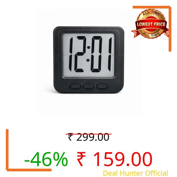 Mini Digital LCD Clock | Small Desk Table for Bedroom, Office & Study | Magnetic Back for Wall/Fridge | 12/24 Hour Time Format | Battery Operated
