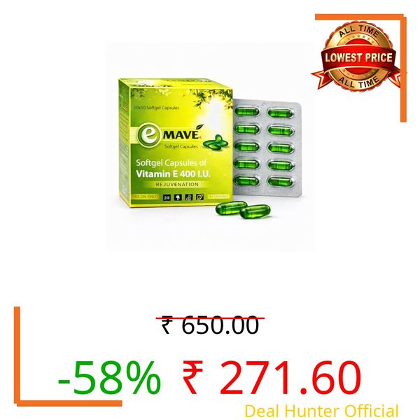 CUREMAVENS Vitamin E 400 mg Softgel Capsules | Natural Vitamin E Supplement for Skin, Hair & Immunity Support | Antioxidant Formula (1, 100 Count)