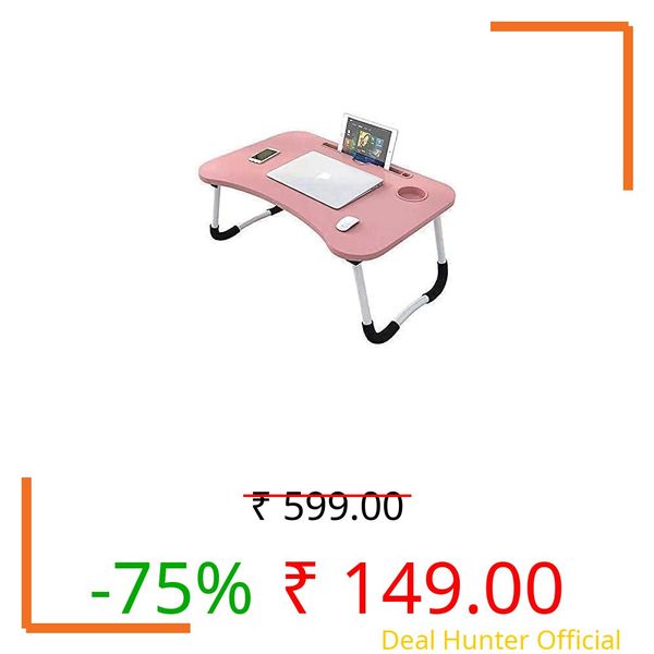 RIVATR Study Table Bed Table Premium Laptop Table/Foldable and Portable Wooden/Writing Desk for Office/Home/School (PINK)