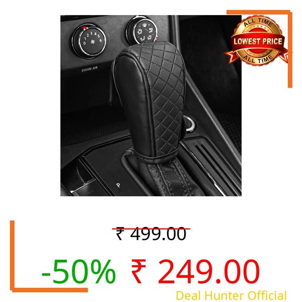 SELLFUN Leather Car Gear Shift Knob Cover, Upgraded Anti-Slip Design Stick Shift Knob Cover, Universal Durable Car Decorative Accessories Shifter Stick Protector for Cars,Trucks,SUVs (Black)