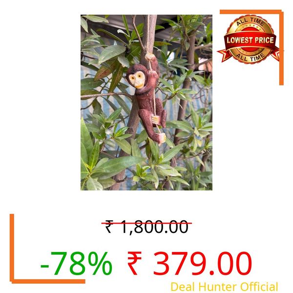 Wonderland Hand-Painted Hanging Monkey Garden Statue - Realistic Climbing Resin Sculpture for Indoor & Outdoor Decor