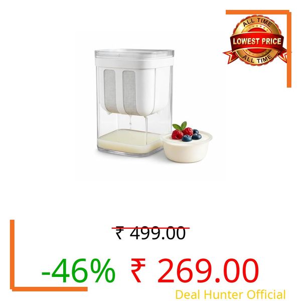 SR 1100ML Greek Yogurt & Curd Maker | Fine Mesh Strainer with Lid | Home Essentials | shrikhand Maker | Hung Curd | Perfect for Homemade Yogurt | Whey Separator | Curd,Cheese & More