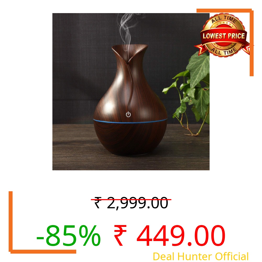 One23POP Essential Oil Diffuser & Humidifier – Ultrasonic Cool Mist Aroma Diffuser with LED Flame Light | Quiet Air Freshener for Home, Office, Spa, Yoga, Bedroom & Car (Wood Pot)