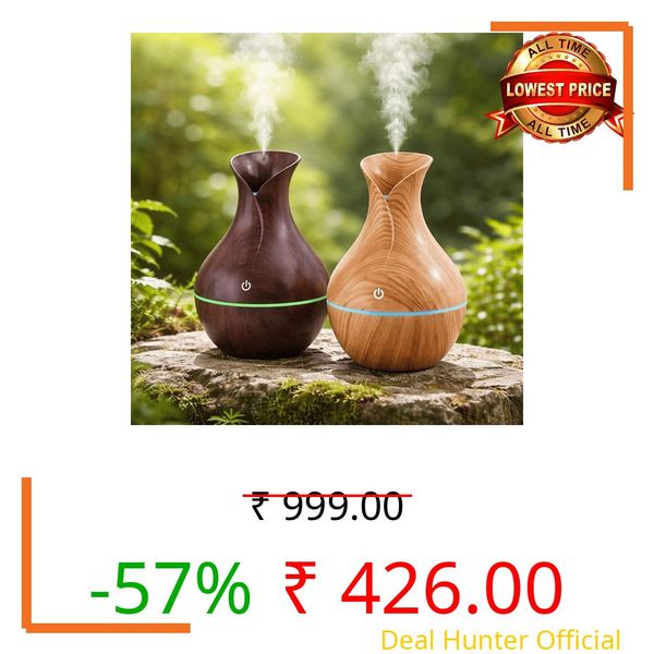 One23POP Essential Oil Diffuser & Humidifier – Ultrasonic Cool Mist Aroma Diffuser with LED Light | Quiet Air Freshener for Home, Office, Spa, Yoga, Bedroom & Car (Wood Pot)