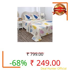 BSB HOME Double Bedsheet 144 TC Microfiber with 2 Pillow Covers | Smooth, Lightweight & Quick-Dry Bed Sheet Set | Comfortable Bedding for Home, Guest Room & Daily Use - Feather Bliss