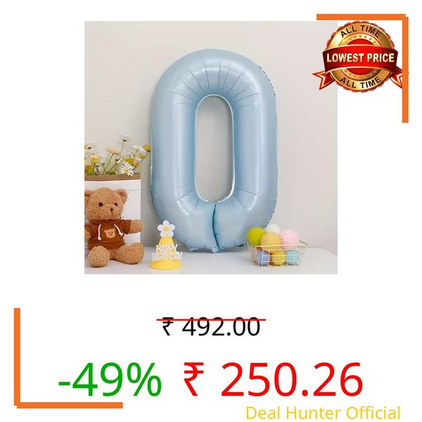 Atpata Funky 34 Inch Pastel Matte Baby Blue Foil Number Balloon for Birthday Decoration, Anniversary, Graduation, Milestone Age Number Balloon for Photo Backdrop & Event Decor (0)