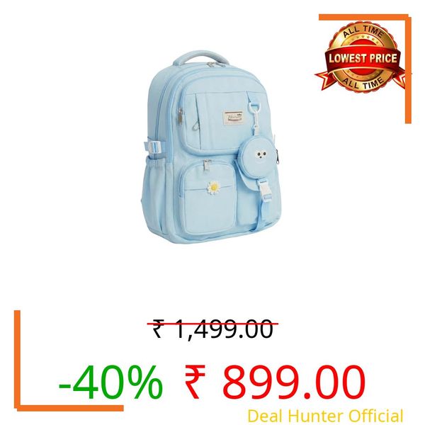 BOLDSTUFF 26Litre School Bag Water-Resistant Laptop& Travel Backpack - Unisex Large 19 Inches Multipurpose Travel Backpack for Boys & Girls, Men & Women (Sky Blue)
