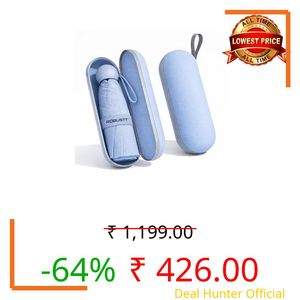 Robustt Capsule Mini Foldable Travel Umbrella | Sky Blue | UPF 50+ UV & Rain Protection | 3 Fold Compact | for Women, Men & Kids | Windproof, Waterproof, Pocket-Size with Storage Case