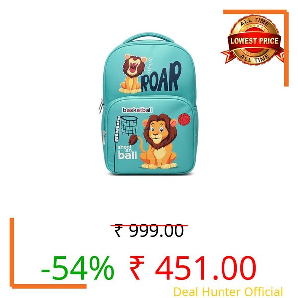 Stylbase Cartoon Printed School Bag for Boys and Girls | Waterproof Backpack Bag for Travelling Sports | Kids Bag Ideal for UKG Nursery 1st Class | School Bags for 5 7 Years 15 Inches (Roar Tiger)