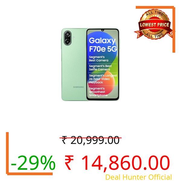 Samsung Galaxy F70e 5G (Limelight Green, 128 GB) (6 GB RAM) | 6000 mAh Battery | Dimensity 6300 | Octa Core Processor | 6.74" PLS LCD Display |