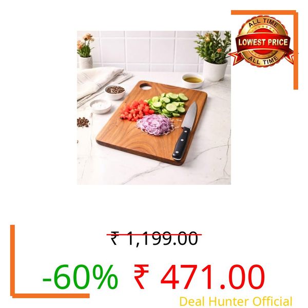 Decorlay Premium Wooden Chopping Board for Kitchen | Multipurpose Cutting & Serving Board | Natural Wood Cutting Board with Hanging Hole | 35.5 x 21 cm
