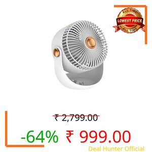 SKYTONE Fan For Home High Speed-Ultra-quiet, 360° Adjustment for Better Cooling-Fan-Upto 8 Hrs. Runtime-3 Speed Modes Portable fan for Home,Office,Kitchen (Cream)