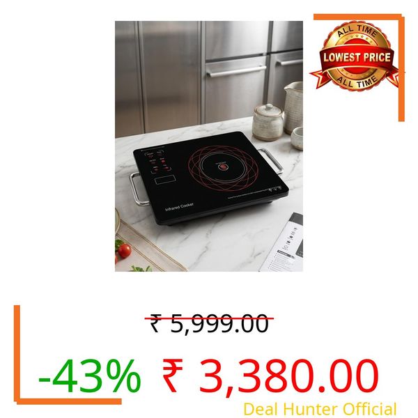 Infrared 2500W Electric Cooktop | Glass Top with Feather Touch Controls, 3 Preset Menus & Stainless Steel BBQ Accessories