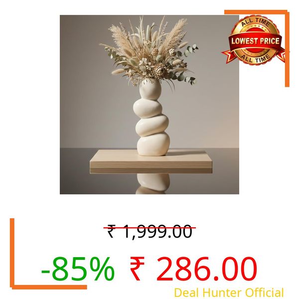 zynkraft Ceramic Stone Vase for Home Decor - 8 Inch Large Ceramic Vase for Pampas Grass, Abstract Bubble Stacked Pebble Design, Minimalist Ceramic Vases for Flowers