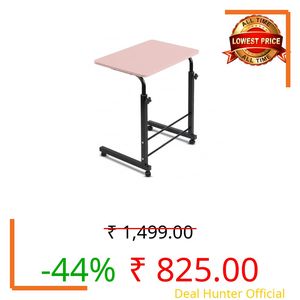 TECHNOVIBES Foldable Study Table/Bed Table/Foldable and Portable Wooden/Writing Desk for Office/Home/School (Pink with Black Legs)