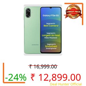 Samsung Galaxy F70e 5G (Limelight Green, 128 GB) (4 GB RAM) | 6000 mAh Battery | Dimensity 6300 | Octa Core Processor | 6.74" PLS LCD Display