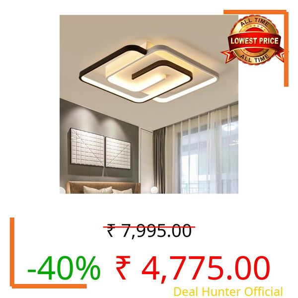 5 LEAFé : JOURNEY TO HEALTH LED Ceiling Light from Acrylic Flush Mount Lamp for Living Room, Bedroom, Kitchen & Office. Modes : Warm, Cool & Natural White (Square Zig Zag)